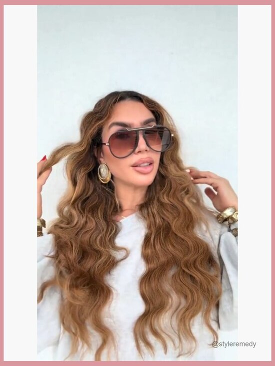 Oversized Aviator Sunglasses Gold Metal Tangle Free Retro main image 6